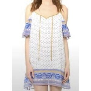 Free People White Blue Sleeveless Sundress Womens Small Off Shoulder